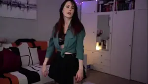 Cute curly brunette solo webcam masturbation