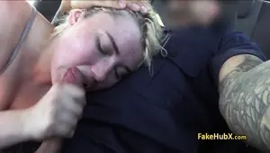 Policeman fucks blonde slut outdoors