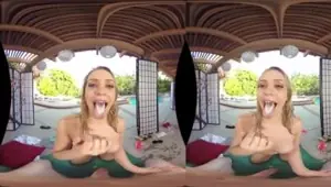 Blonde babe riding VR Pov porn