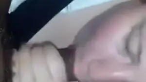 White amateur slut sucking on black cock