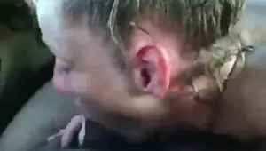 Wild blowjob in car