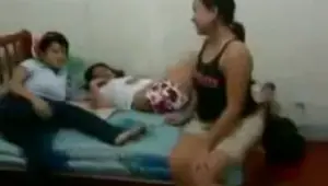 Dorm room lesbians play nude