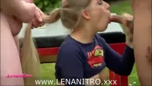 Three white dicks for a German blonde