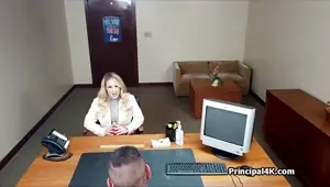 Blonde milf fucked on principals office desk
