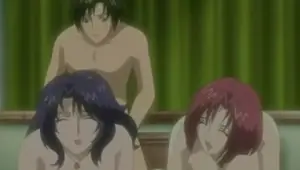 Threesome with busty hentai is hot