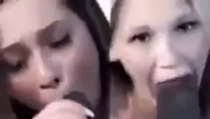 White girl eats huge black cock