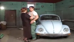 Banged on her Volkswagen beetle car