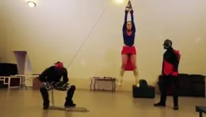 Supergirl in threesome fuck