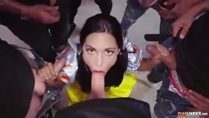 gangbanging a Spanish pornstar