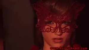 Beautiful masked woman demands sexual pleasure.