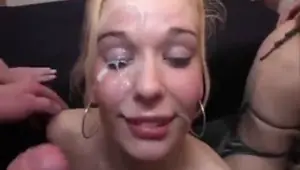 Pretty blonde gets gangbanged