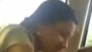 Dirty Mallu whore blowing a mustached stranger in his car