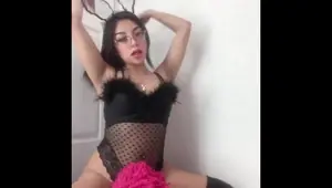 Cute Playboy bunny masturbating after work