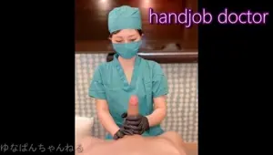 A man ejaculates after receiving special treatment from a beautiful Japanese doctor