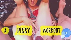A PISSY Workout SELF PEE and frenzy ANAL fuck before he CUMS in my MOUTH
