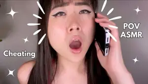 Asian Babe Caught Stealing Fucked on phone w BF ASMR Cheating