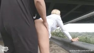 TEST OF COURAGE! Truck driver fucks me anal on the highway bridge !