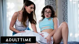 ADULT TIME Teen Leana Lovings Scissors With PAWG Lesbian Roommate After She's Caught Watching Porn