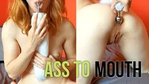 Anal Masturbation with Cat Tail Butt Plug, She Cums Hard Tacy Tight