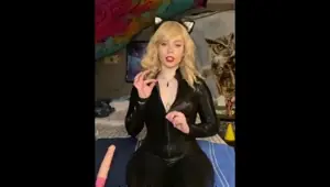Pawg blond cosplay kitty sucks and fucks her machine