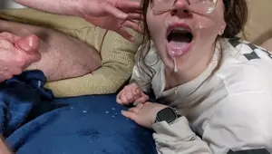 Casual piss and cum in mouth he didn't feel like getting off the couch to pee