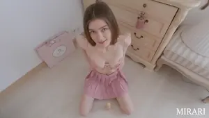 Fucks herself with a dildo, suck my dick and gets hot cum on her face MIRARI