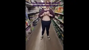 BBW flashing big tits