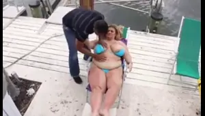 blonde sun kissed bbw sits in latino cock with her huge bod