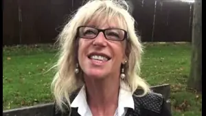 mature blonde in lingerie fucked outdoors