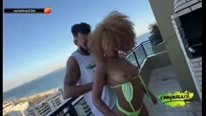 naughty brunette seduced by porn actor on deserted beach!