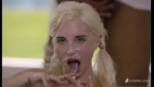 blonde enjoys a black orgy