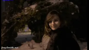 jeny smith naked in snow fall walking through the city