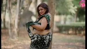 bobita big boobs black bra black saree