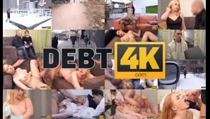 debt . bank employee drills dazzling brunette in her own a
