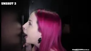 goth girl w snake tongue swallows 8 gloryhole loads