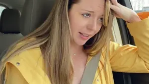 Thankful for my raincoat cuz my pussy is POURING! Rainy day Starbucks Drive Thru with my LUSH!