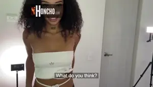 BlowJob From Skinny Black Latina Teen Step Daughter With Perfect Body and Curly Hair Veronica Rojas