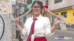 Shy schoolgirl fucks for some money