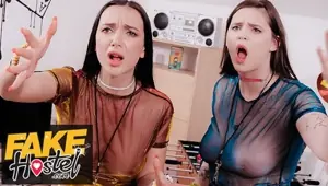 Fake Hostel Rave Girls Lady Gang and Taylee Wood party their big tits off in thick cock threesome