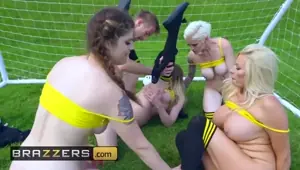 Four big tit soccer sluts fight for the zz cup BRAZZERS