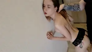 boyfriend pressed me against wall and fucked, cumshot on panties Sunako Kirishiki