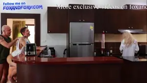 Almost caught surprise anal creampie ass fucking close to mother in law cooking breakfast