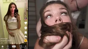 WE FOUND HER ON TIKTOK College Cutie WRECKED By Two Big Cocks Princess Alice