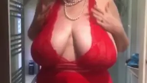 Annabel s red satin halter neck negligee shower play