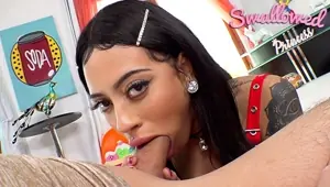 SWALLOWED Balls deep down Nina Pink's throat