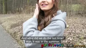 Girlfriends lesbians kiss and eat hairy pussy in the woods