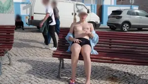 Slut flashes her tits in public caught by strangers!