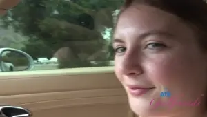 Zoey Zimmer amateur babe on trip gets pussy played with a strokes cock in car
