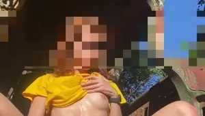 Horny Farm Girl Masturbates On An Old Truck Seat With Her Pussy Soaking Wet