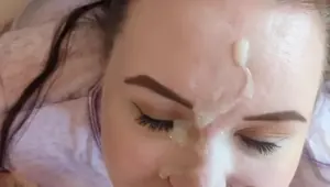 Blowjob Facial Compilation Slutty girlfriend sucks big cock and get huge cumshots on her face